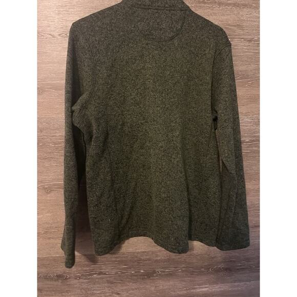 Woolrich Medium Army Green Fleece Pullover Sweater Collar 1/4 Zip Chest Pocket - Picture 5 of 8